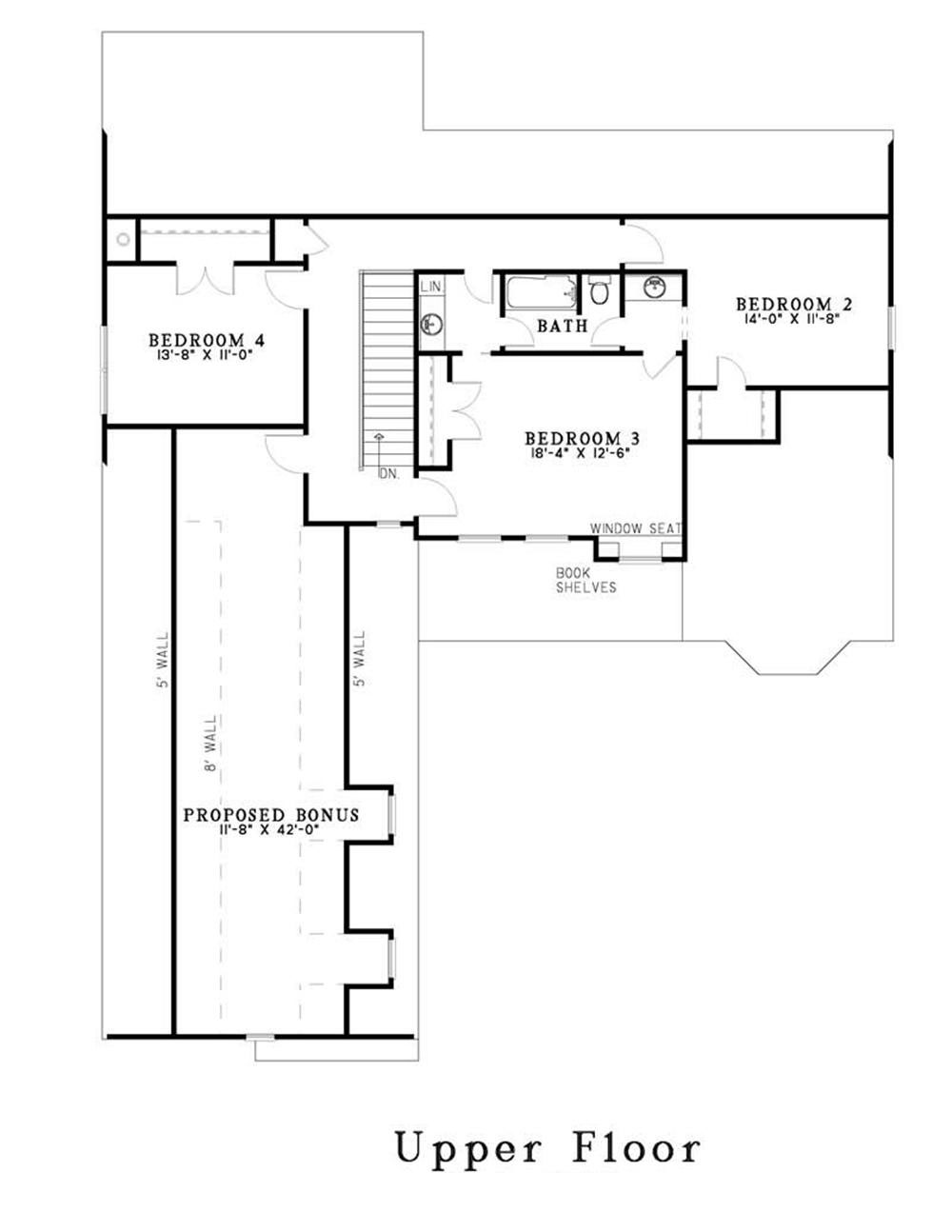 Floor Plan Second Story of Craftsman Plan #153-1468